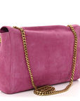Smooth Calfskin Suede Medium Reversible Monogram Kate Satchel Rose Rubis