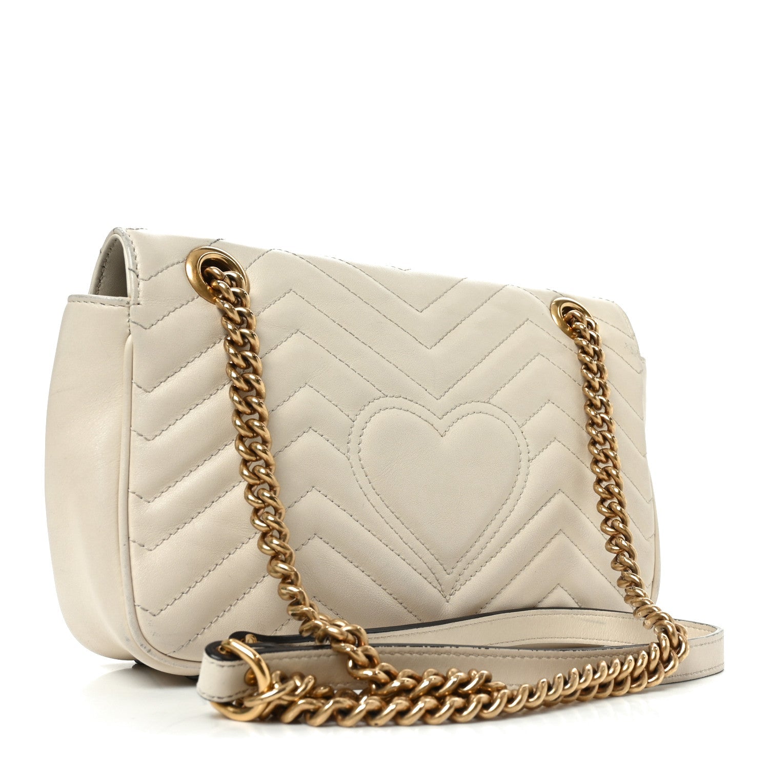 Calfskin Matelasse Small GG Marmont Shoulder Bag White