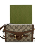 GG Supreme Monogram Mini Horsebit 1955 Shoulder Bag Beige Brown Sugar