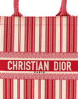 Canvas Embroidered Mykonos Large Striped Book Tote Red