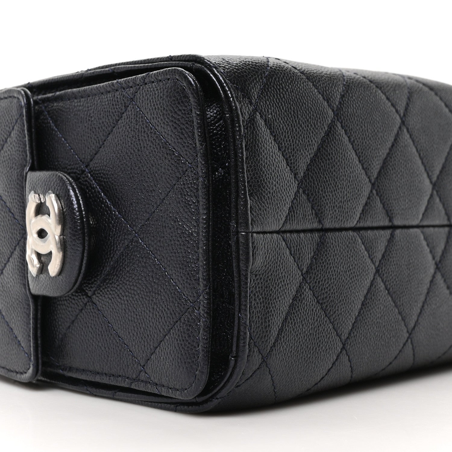 Metallic Caviar Quilted Mini CHNL 25 Handbag Dark Blue