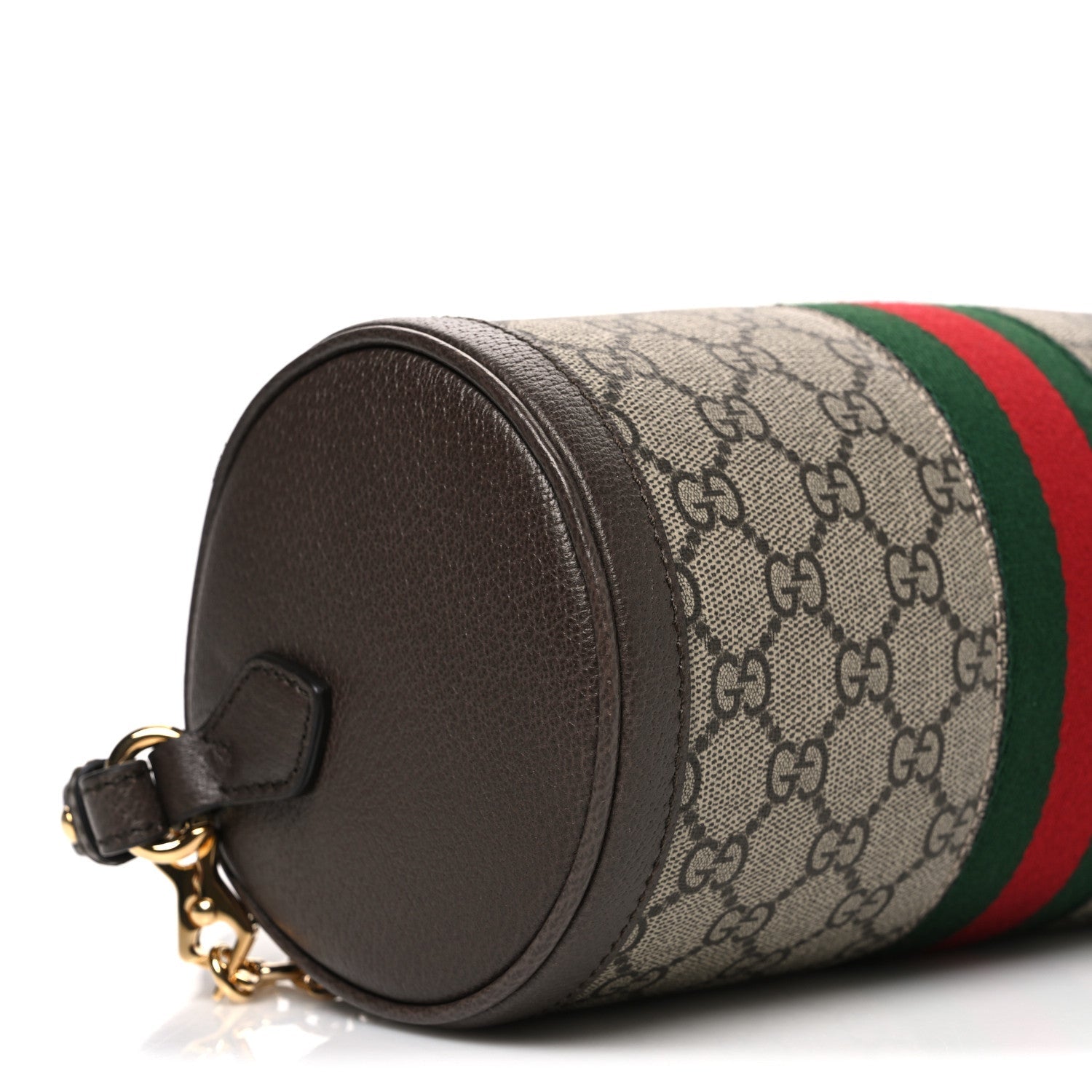 GG Supreme Monogram Textured Dollar Calfskin Web Small Ophidia Blondie Barrel shoulder Bag Beige New Acero