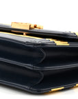 Metallic Lambskin Striped North South Boy Flap Navy Gold