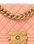 Caviar Quilted Small Boy Flap Light Pink