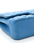 Iridescent Caviar Quilted Medium Double Flap Blue