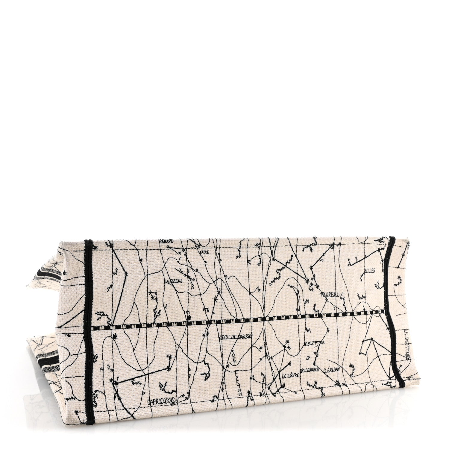 Canvas Embroidered Zodiac Book Tote Latte Multicolor