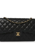 Caviar Quilted Jumbo Double Flap Black