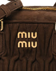 Suede Matelasse Large Arcadie Top Handle Bag Cocoa Brown
