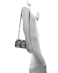 Satin Sequin Embellished Flower Mini Rectangular Flap Black White Blue