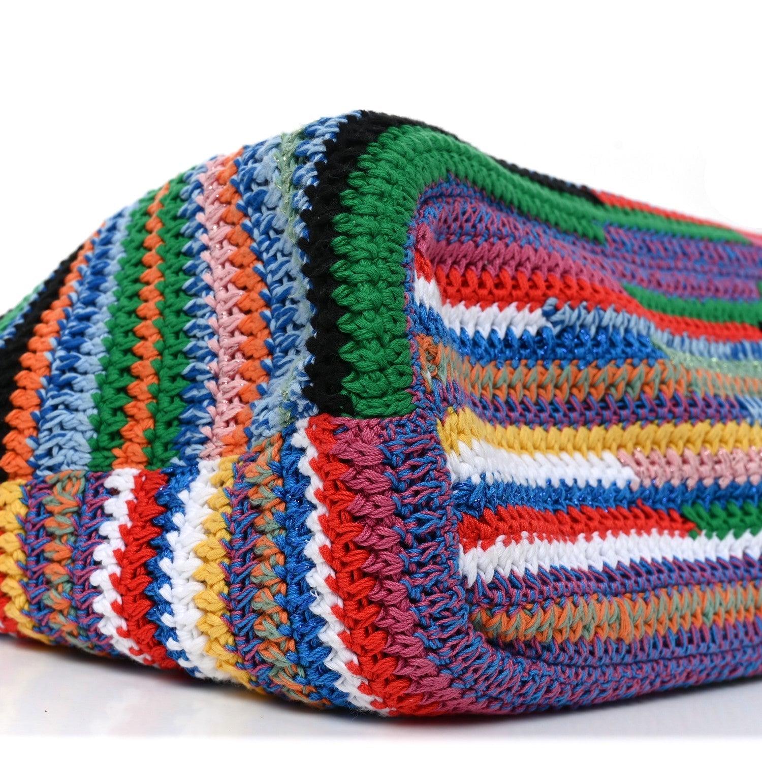 Cotton Crochet Stripe Tote Bag Multicolor