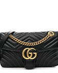 Calfskin Matelasse Small GG Marmont Shoulder Bag Black