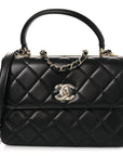 Lambskin Quilted Small Trendy CC Dual Handle Flap Bag Black