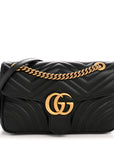 Calfskin Matelasse Small GG Marmont Shoulder Bag Black
