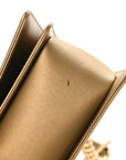 Metallic Patent Calfskin Quilted Medium Boy Flap Gold