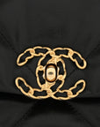 Shiny Goatskin Quilted Large CHNL 19 Flap Black