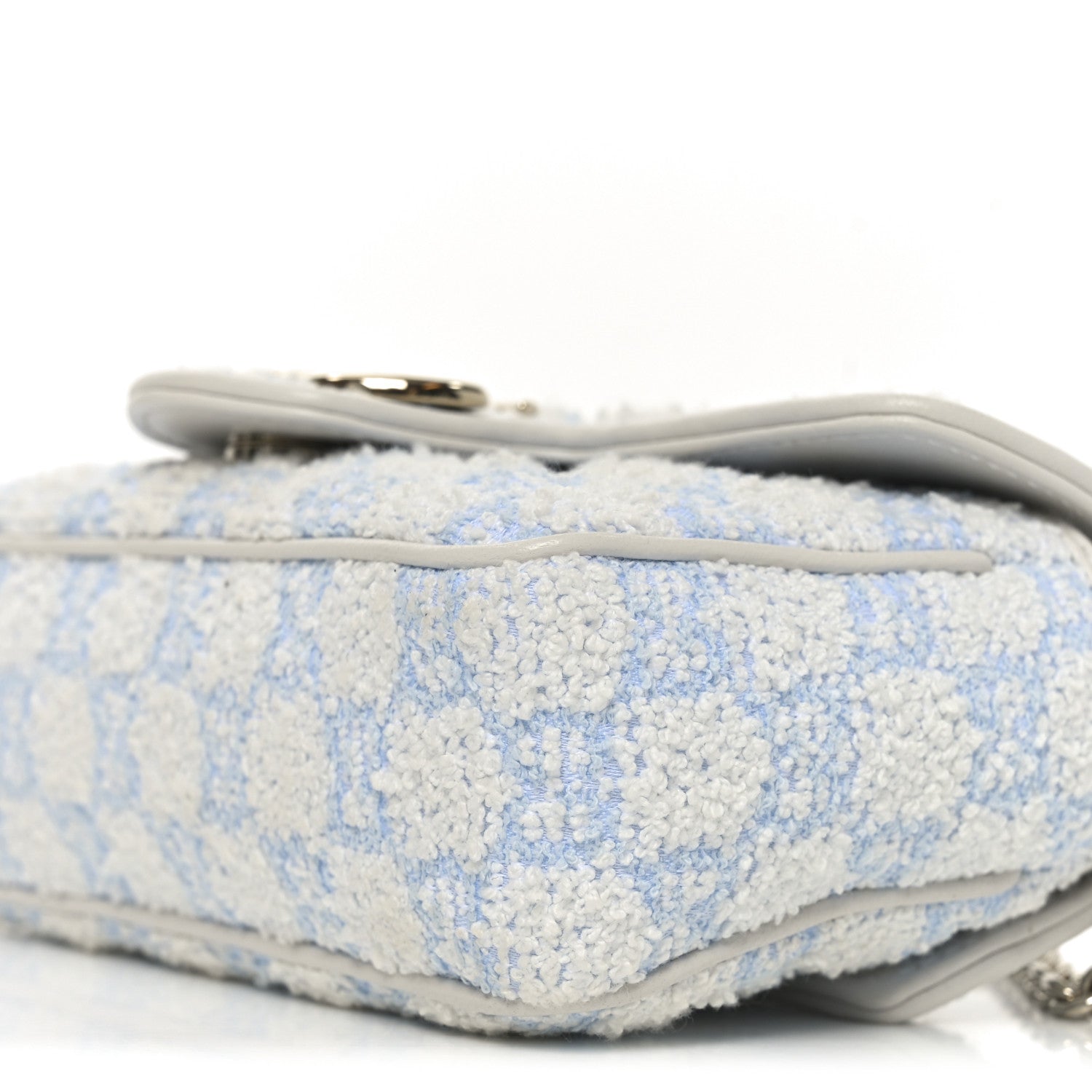 Sponge Boucle Matelasse Mini GG Marmont Shoulder Bag White Light Blue Grey