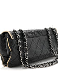 Lambskin East West Mademoiselle Flap Black