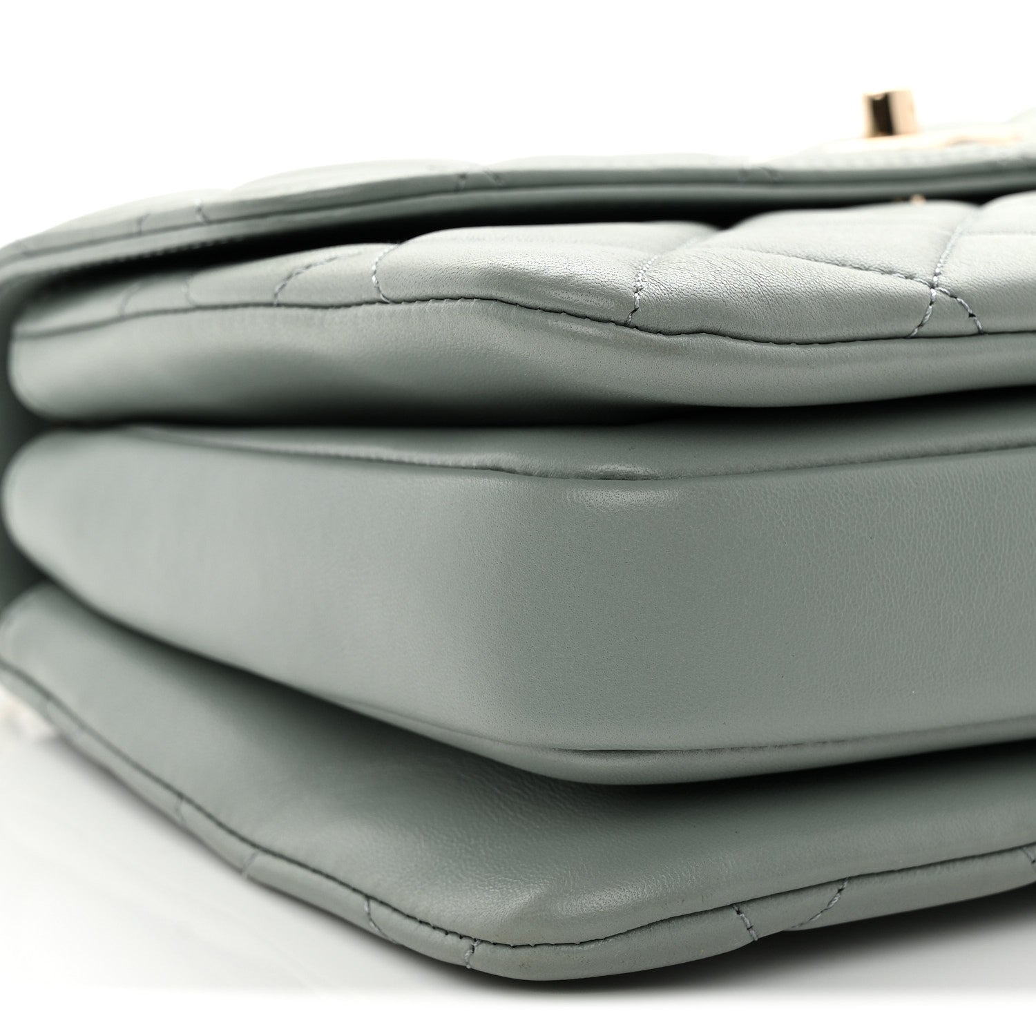 Lambskin Quilted Small Trendy CC Flap Dual Handle Bag Light Grey