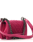 Velvet Quilted Small Boy Flap Pink