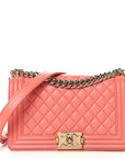 Lambskin Quilted Medium Boy Flap Coral
