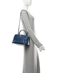 Lambskin Quilted Medium Trendy CC Bowling Bag Blue