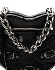 Agneau Arena Mini Le Cagole Heart Bag Black