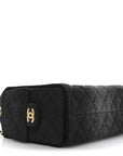 Washed Denim Quilted Mini CHNL 25 Handbag Black