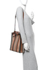 E-Canvas Stripe Small Portrait Tote Bag Archive Beige