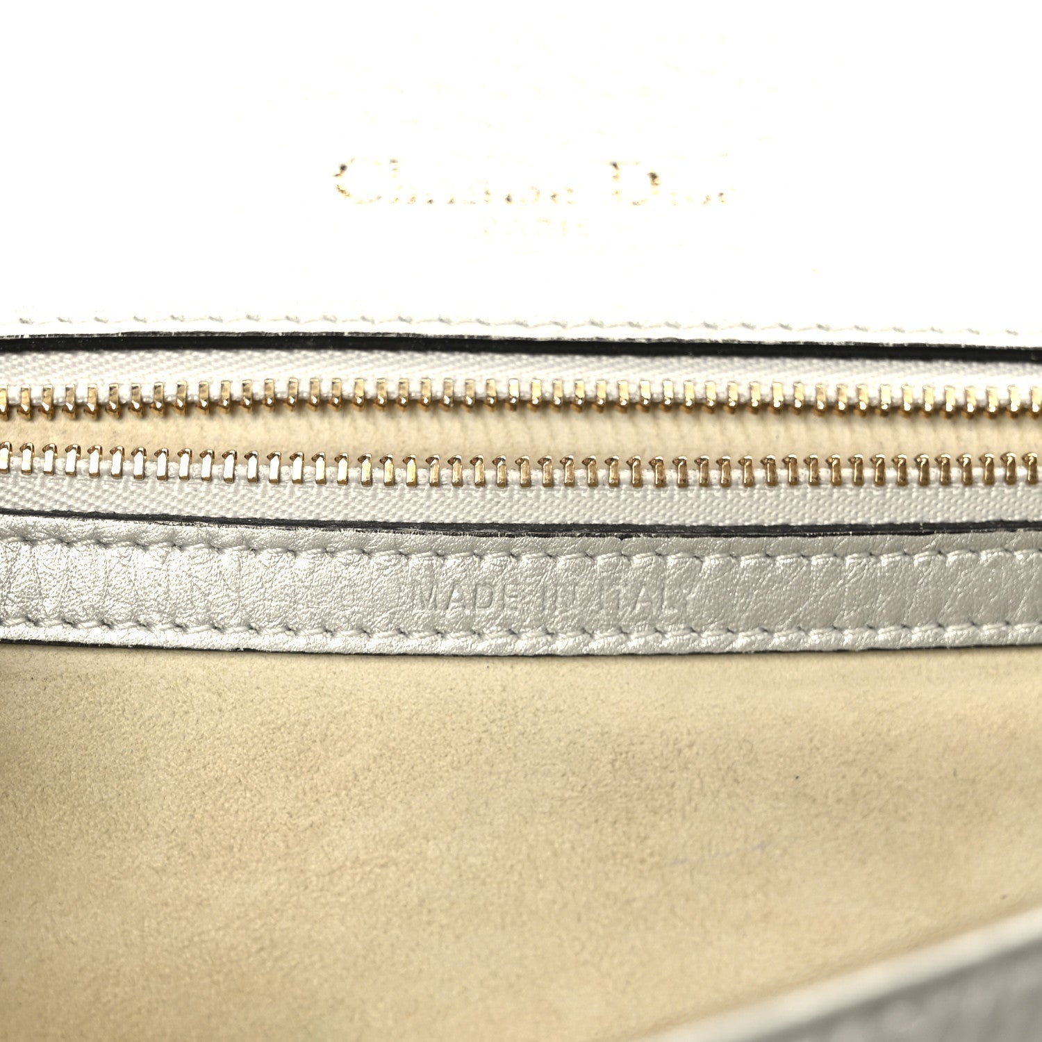 Metallic Grained Calfskin Medium D1ORama Flap Bag Silver
