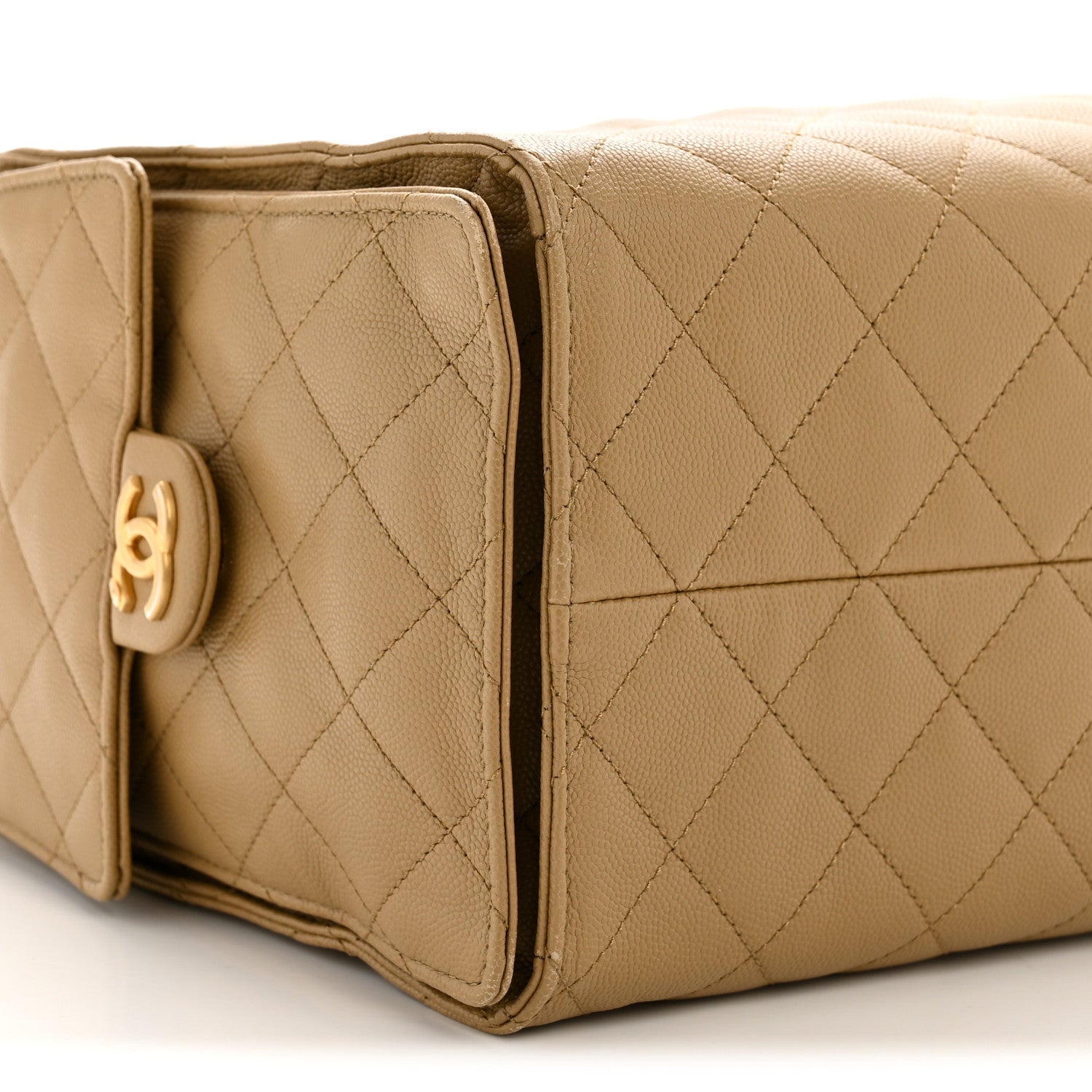 Caviar Quilted Medium CHNL 25 Handbag Dark Beige