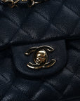 Caviar Quilted Medium Double Flap Navy
