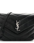 Calfskin Y Quilted Monogram Toy Loulou Crossbody Bag Black