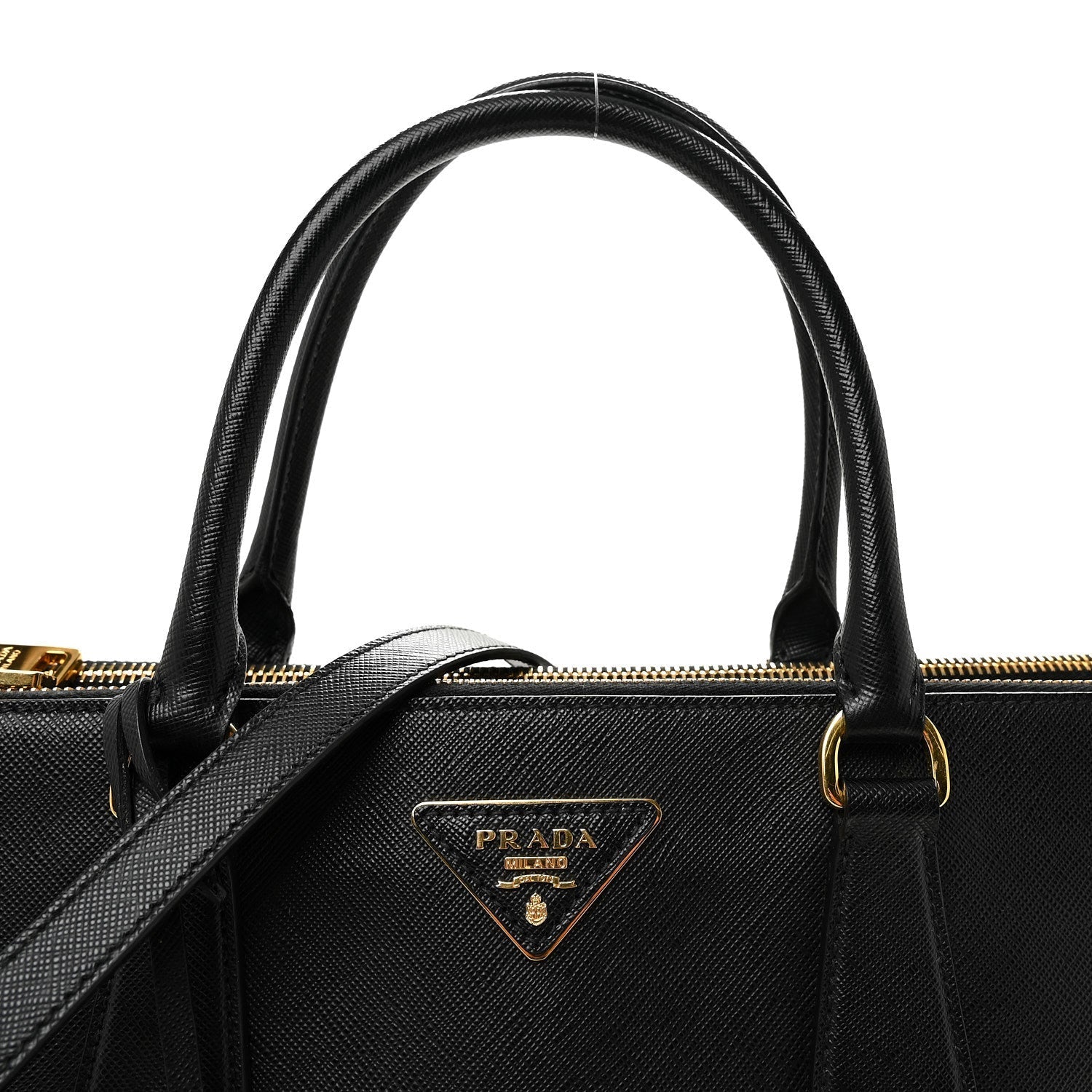 Saffiano Lux Medium Galleria Double Zip Tote Black