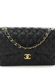 Caviar Quilted Jumbo Double Flap Black