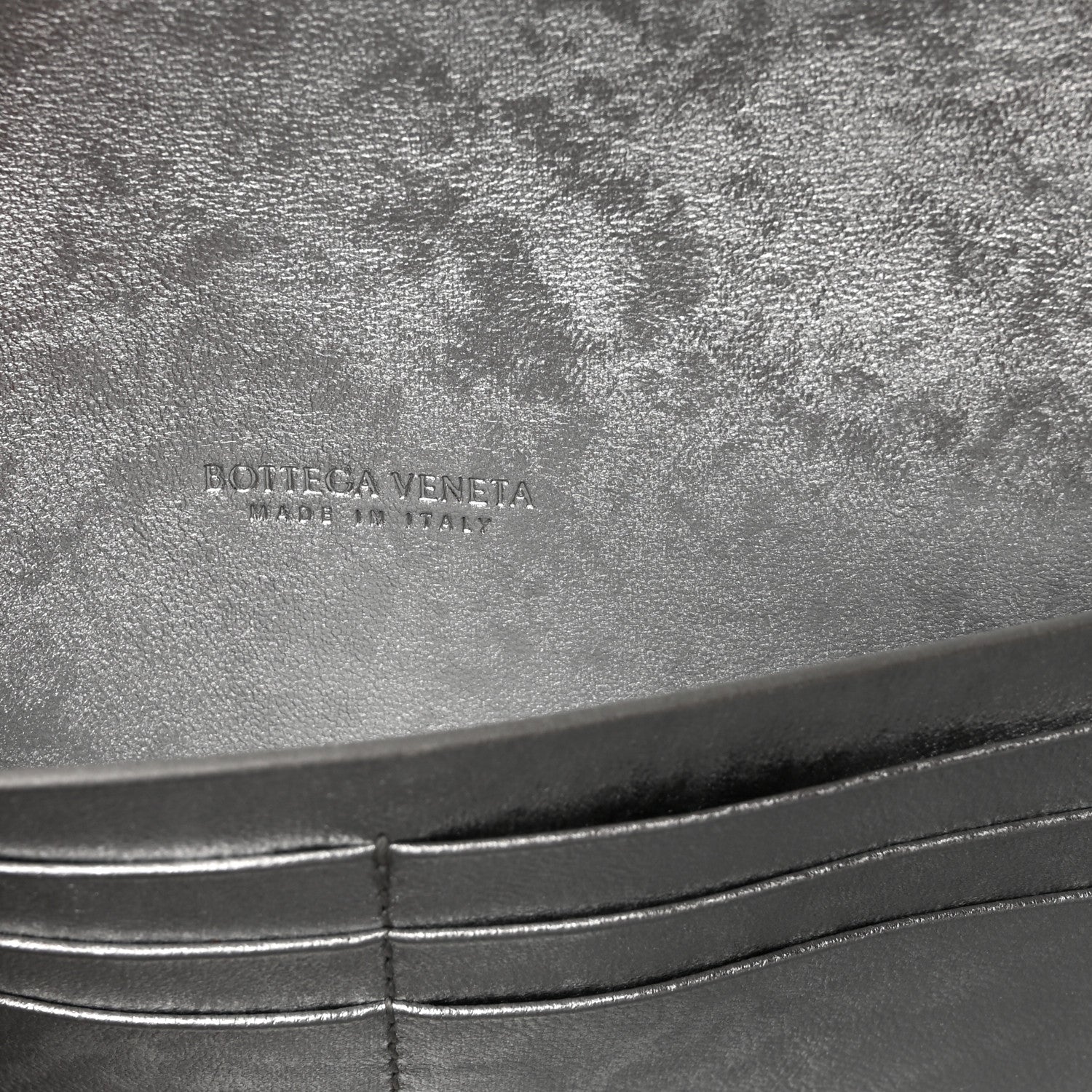 Metallic Lambskin Intrecciato Long Andiamo Top Handle Clutch Silver