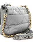 Goatskin Quilted Medium CHNL 19 Flap Grey