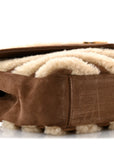 Nubuck Shearling Chevron Monogram Medium College Bag Dark Cigar Natural Beige