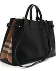 Grainy Calfskin House Check Large Banner Tote Black