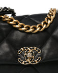 Lambskin Quilted Medium CHNL 19 Flap Black