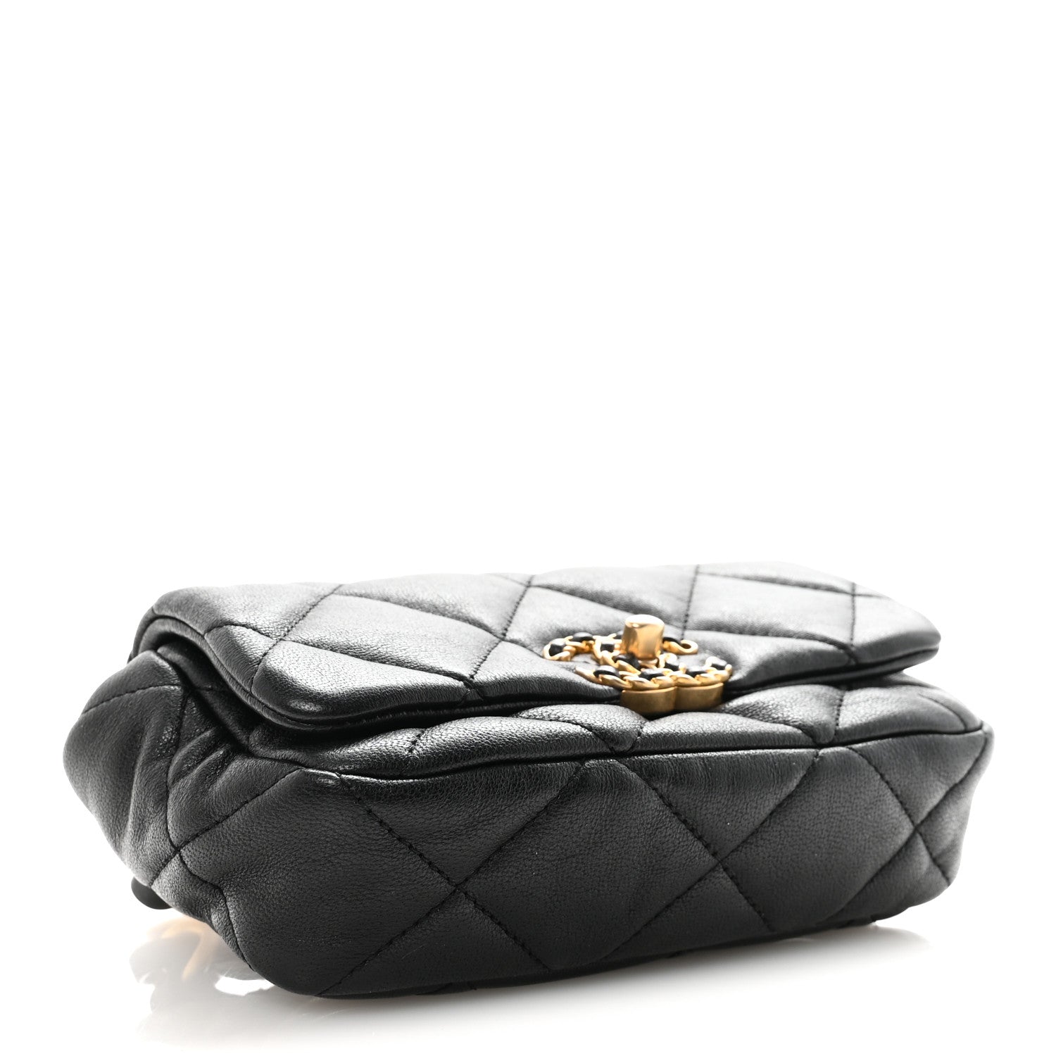 Goatskin Quilted CHNL 19 Waist Bag Black