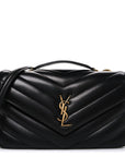 Lambskin Chevron Quilted Medium Loulou Black
