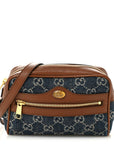 New Denim GG Monogram Dollar Calfskin Mini Ophidia Shoulder Bag Blue Tea Cuir Epilog