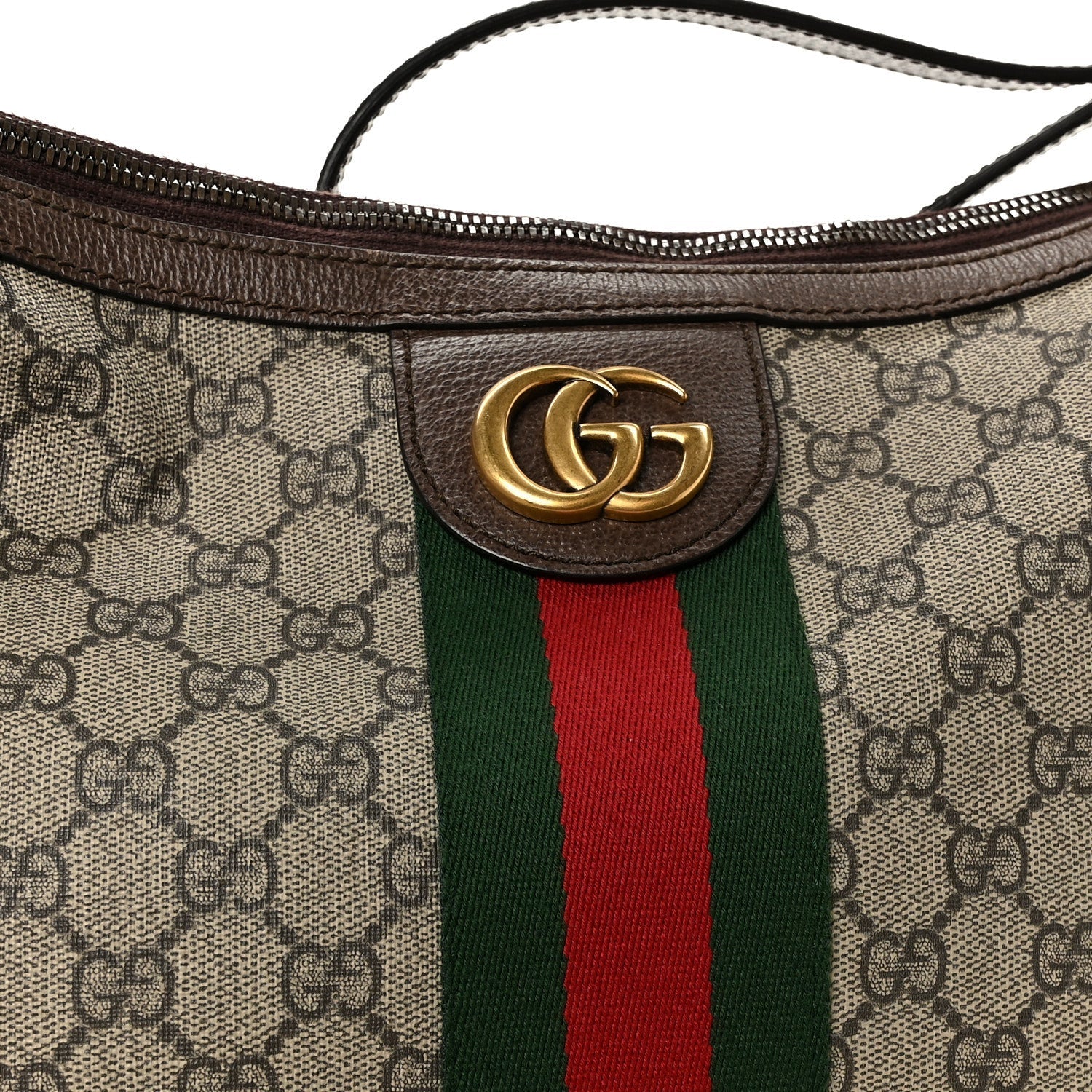 GG Supreme Monogram Web Small Ophidia Half Moon Hobo Brown