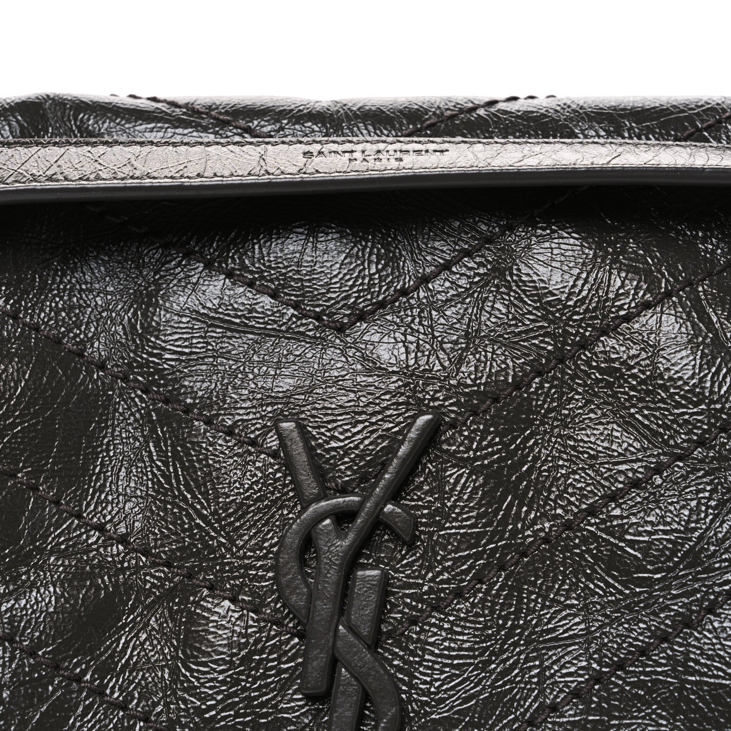 Crinkled Calfskin Matelasse Monogram Medium Niki Chain Satchel Storm