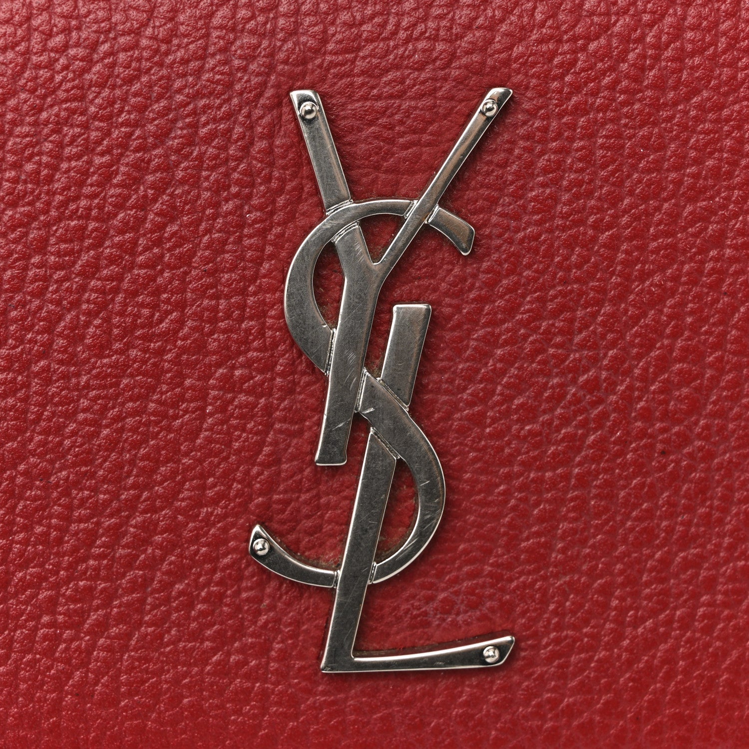 Grained Calfskin Medium Monogram Sunset Satchel Red