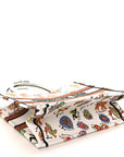 Canvas Embroidered Dragon Zodiac Medium Book Tote White Multicolor