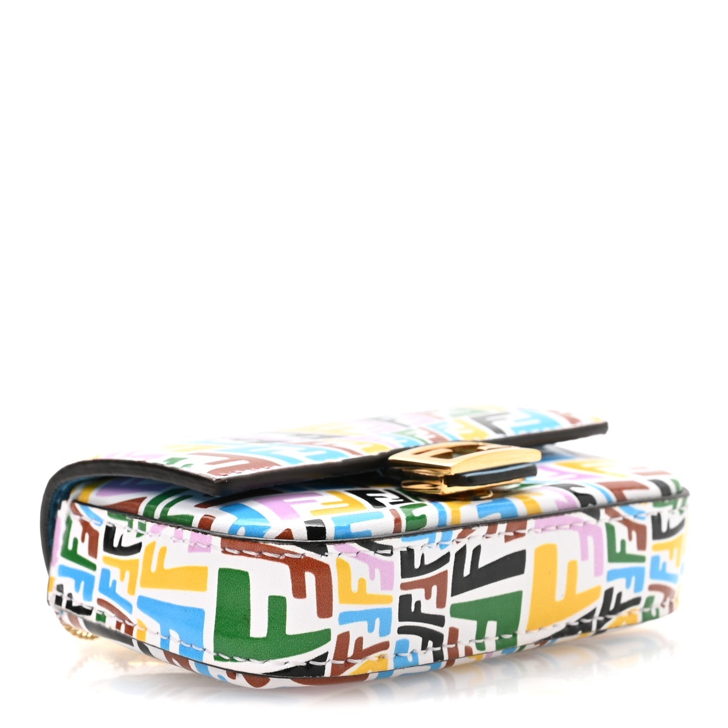 X SARAH COLEMAN Vitello Liberty Ceylon Micro FF Fish Eye Embossed Nano Baguette Charm Multicolor Cyber Blue