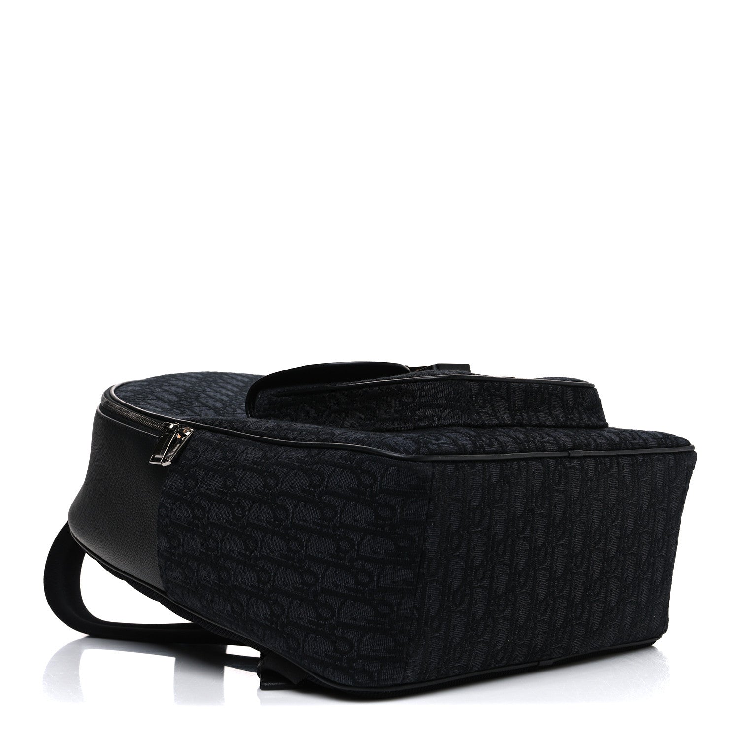 Oblique Jacquard Saddle Zip Backpack Black