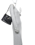 Shiny Crumpled Calfskin Quilted Small CHNL 25 Handbag Black