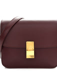 Box Calfskin Teen Classic Box Flap Bag Burgundy